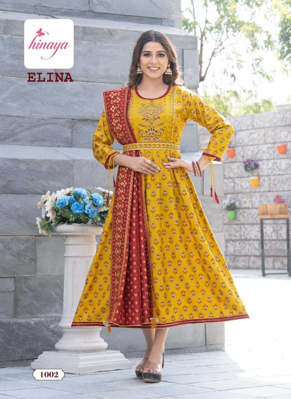 Hinaya Elina Vol 1 Heavy Festive Wear Wholesale Anarkali Kurtis With Dupatta Catalog